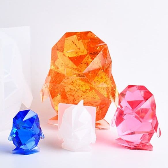 ペンギングッズ・ペンギンぬいぐるみ きらきら宝石風ペンギン置物三個組