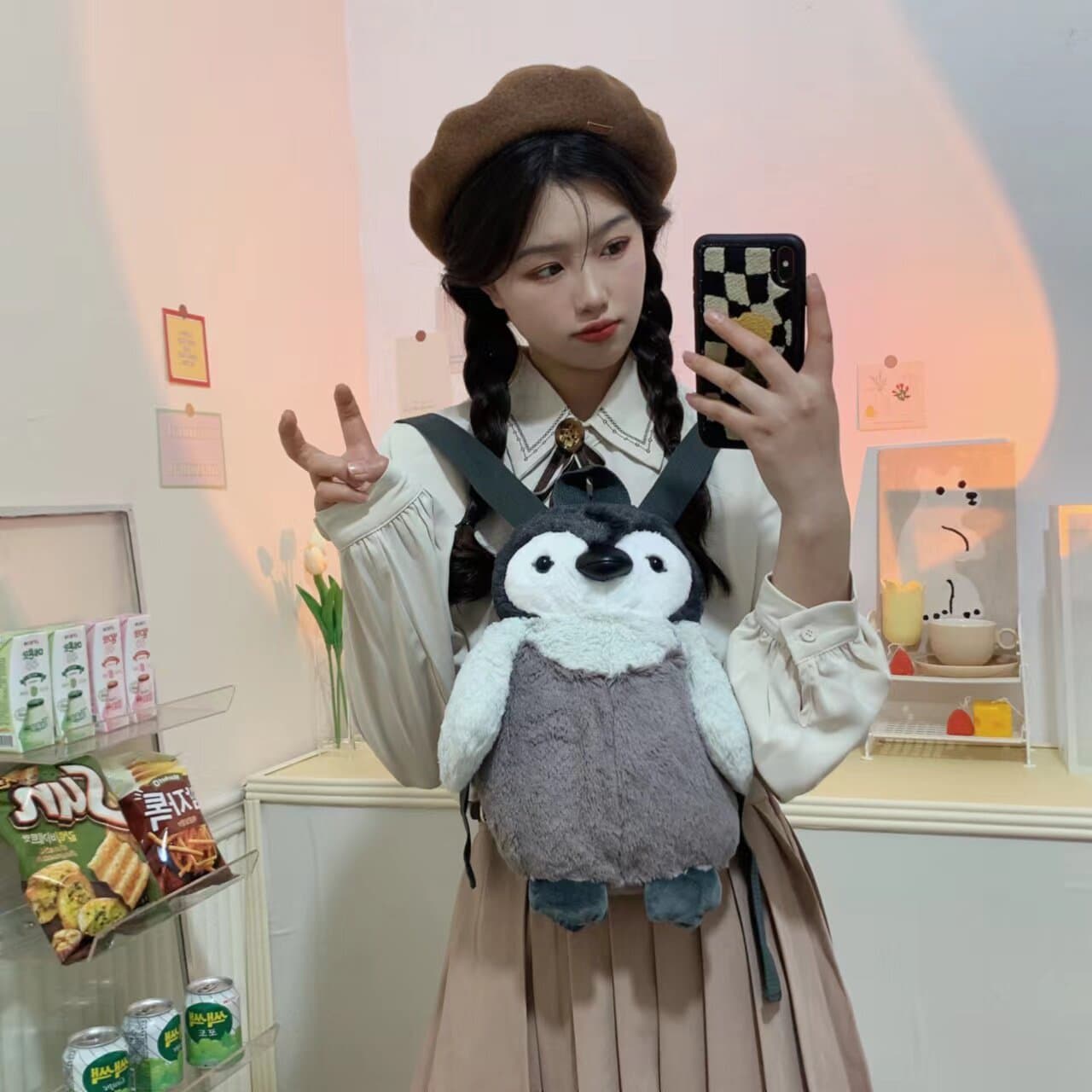 ペンギングッズ・ペンギンぬいぐるみ 赤ちゃんペンギンのふわふわ抱っこ紐ぬいぐるみ