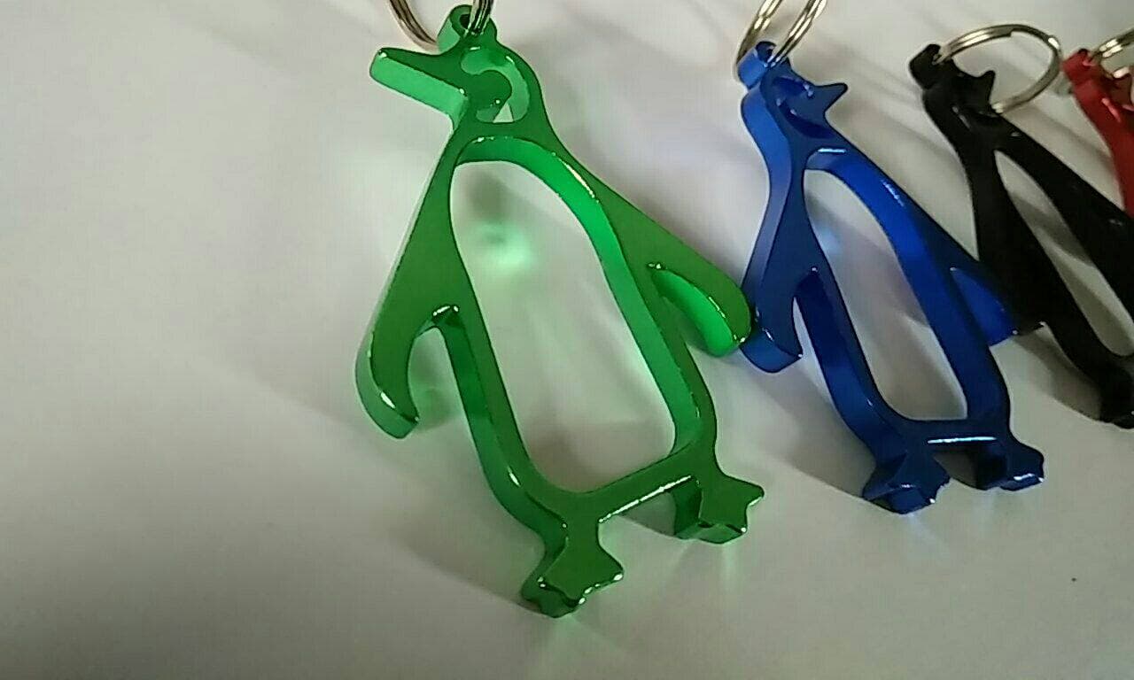 ペンギンシルエットメタルキーホルダー