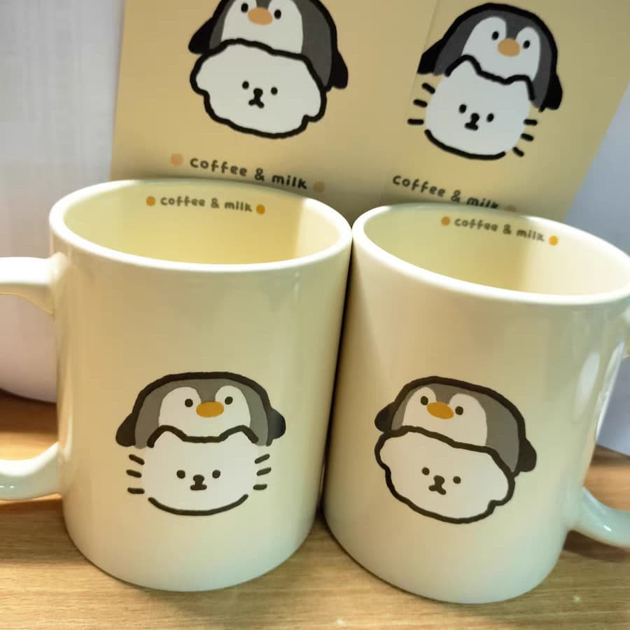 ペンギンとアザラシ陶器マグカップセット