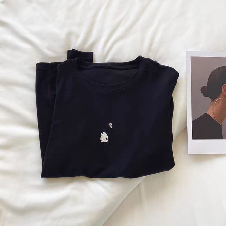 ペンギンワンポイント長袖丸首トップス