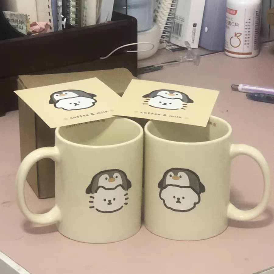 ペンギンとアザラシ陶器マグカップセット