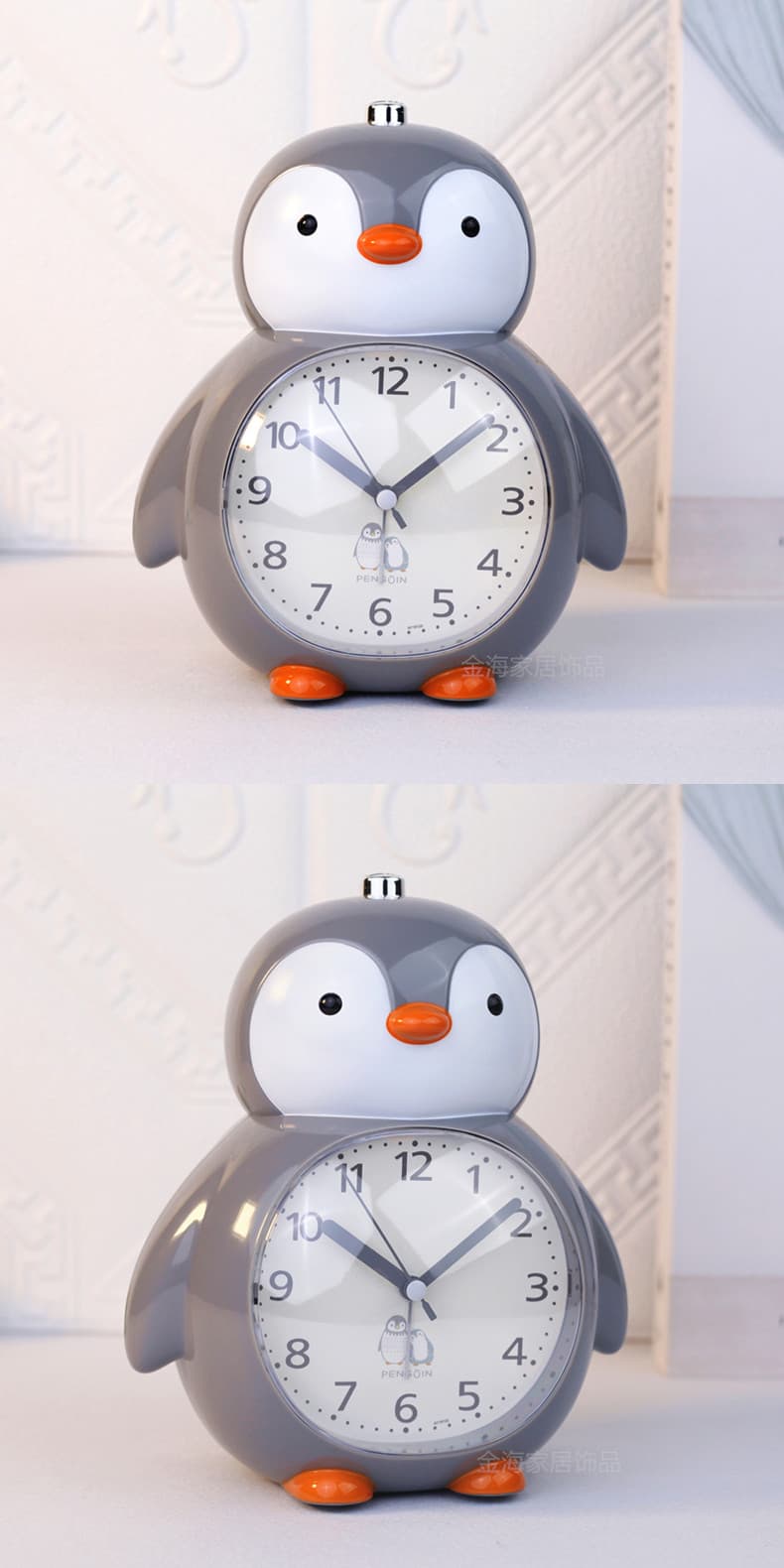 ペンギングッズ・ペンギンぬいぐるみ ペンギン型アナログ目覚まし時計
