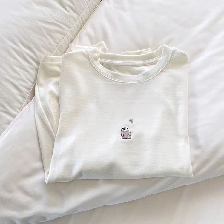 ペンギンワンポイント長袖丸首トップス